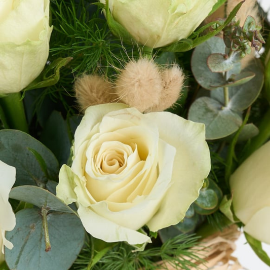 Pure Touch – Yeşil Vazoda 12 Beyaz Gül