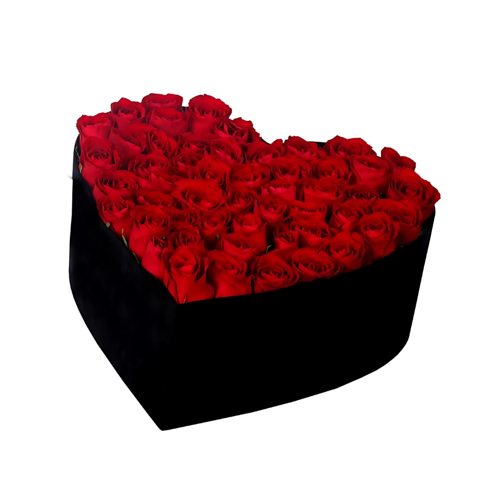 Büyük Kadife Kalp Kutuda Kırmızı Gül - Rosentra | Premium Flowers
