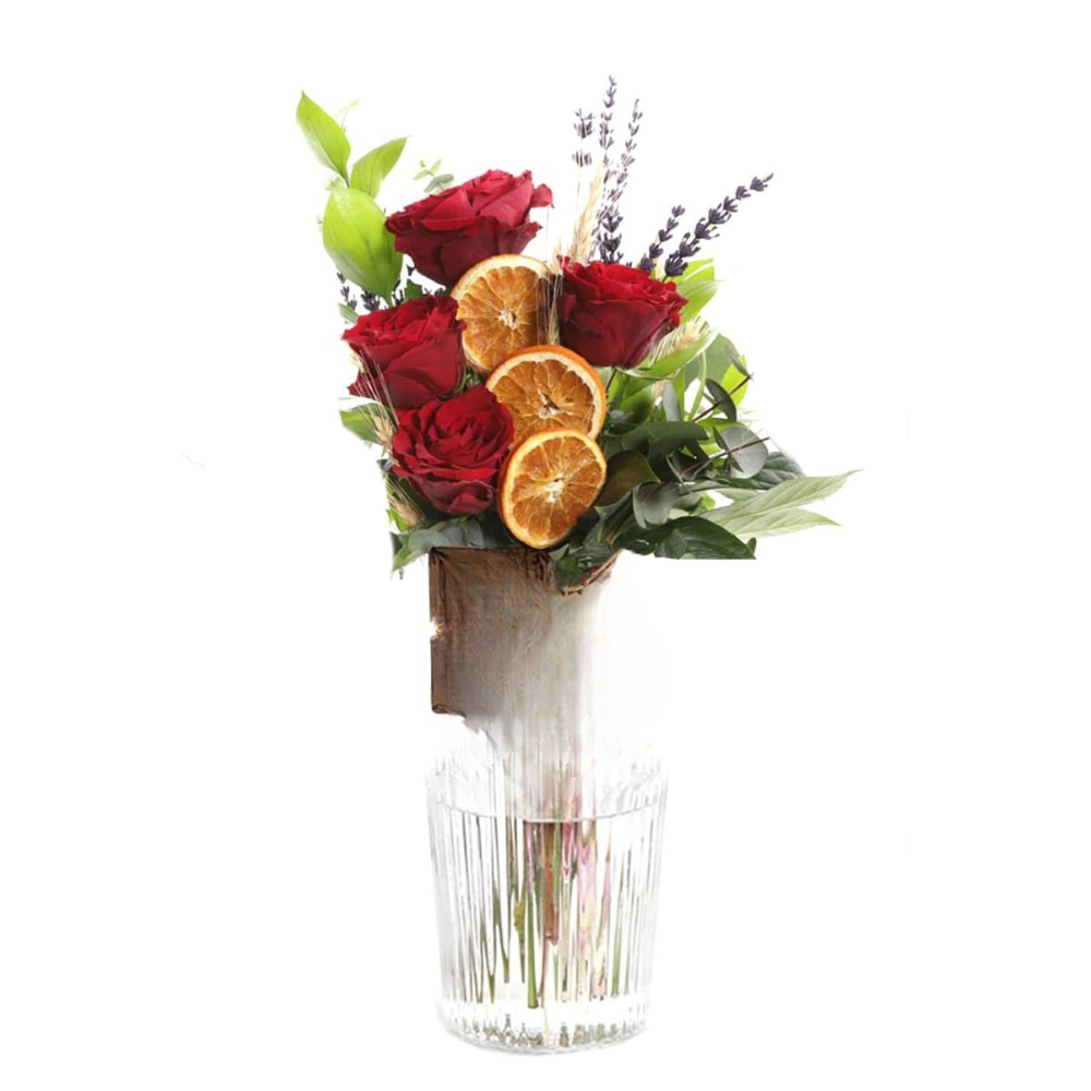 Velvet Bloom – Premium Cam Vazoda Kırmızı Güller