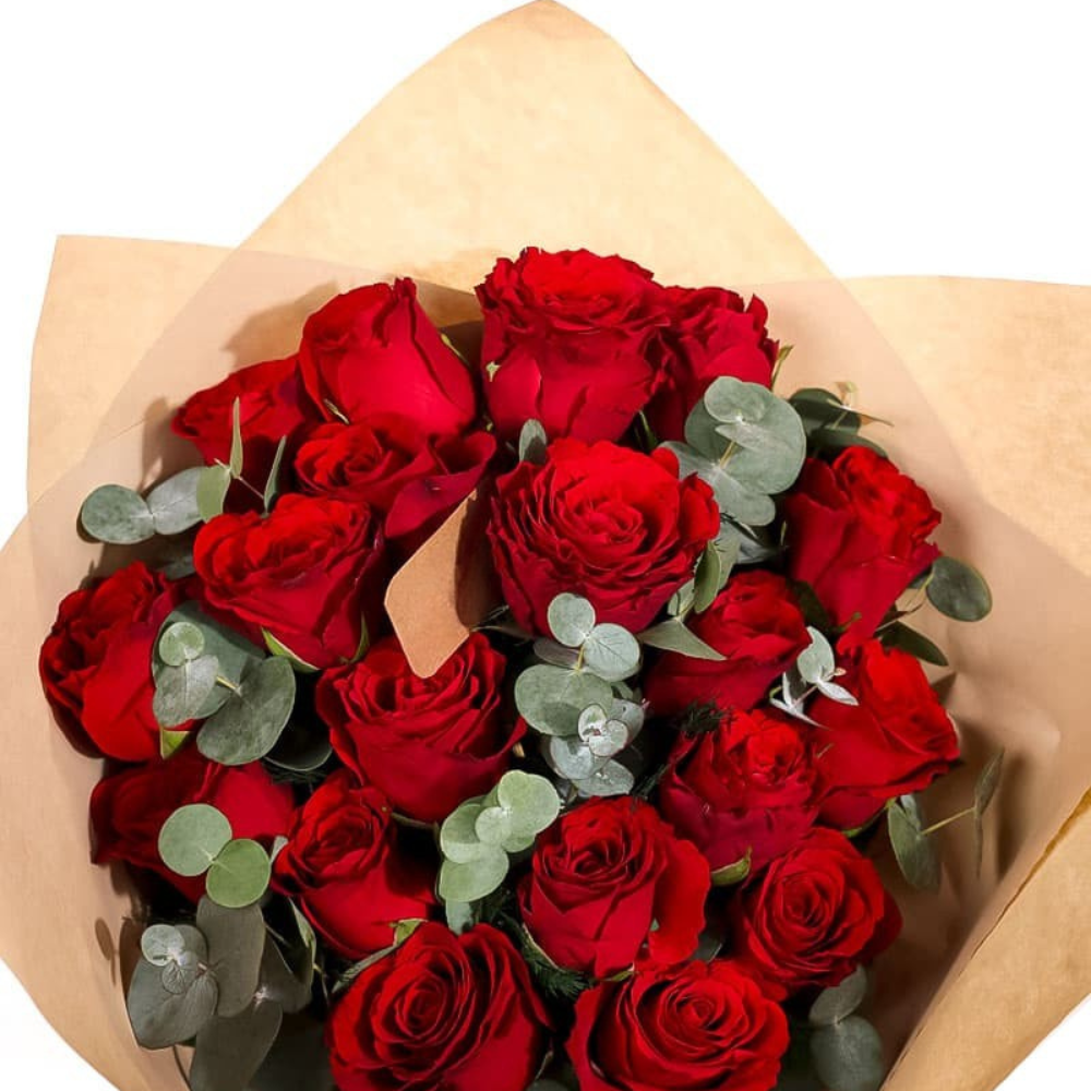 Kraft 19 Kırmızı Gül Buketi - Rosentra | Premium Flowers