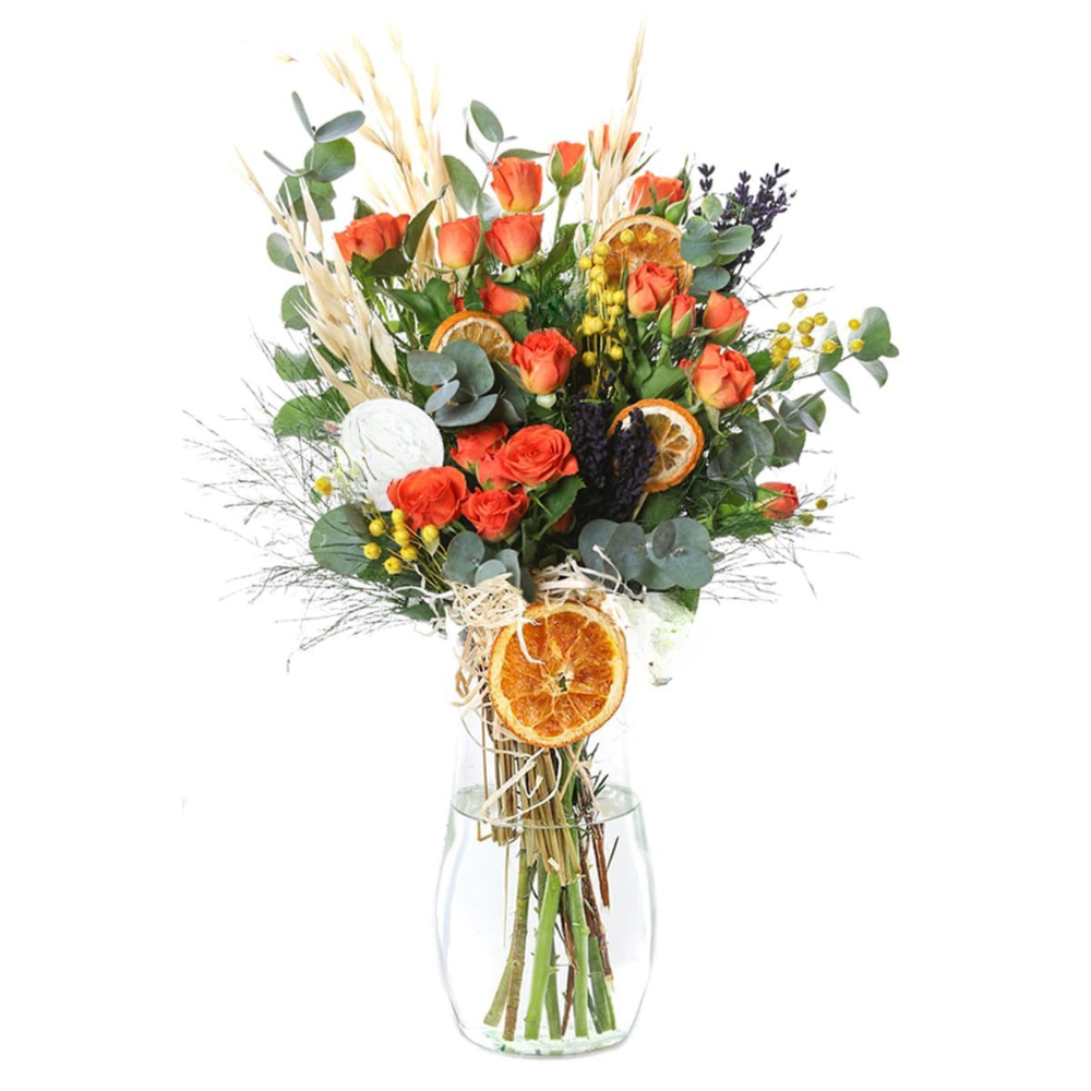 Peach Bloom – Cam Vazoda Turuncu Çardak Güller