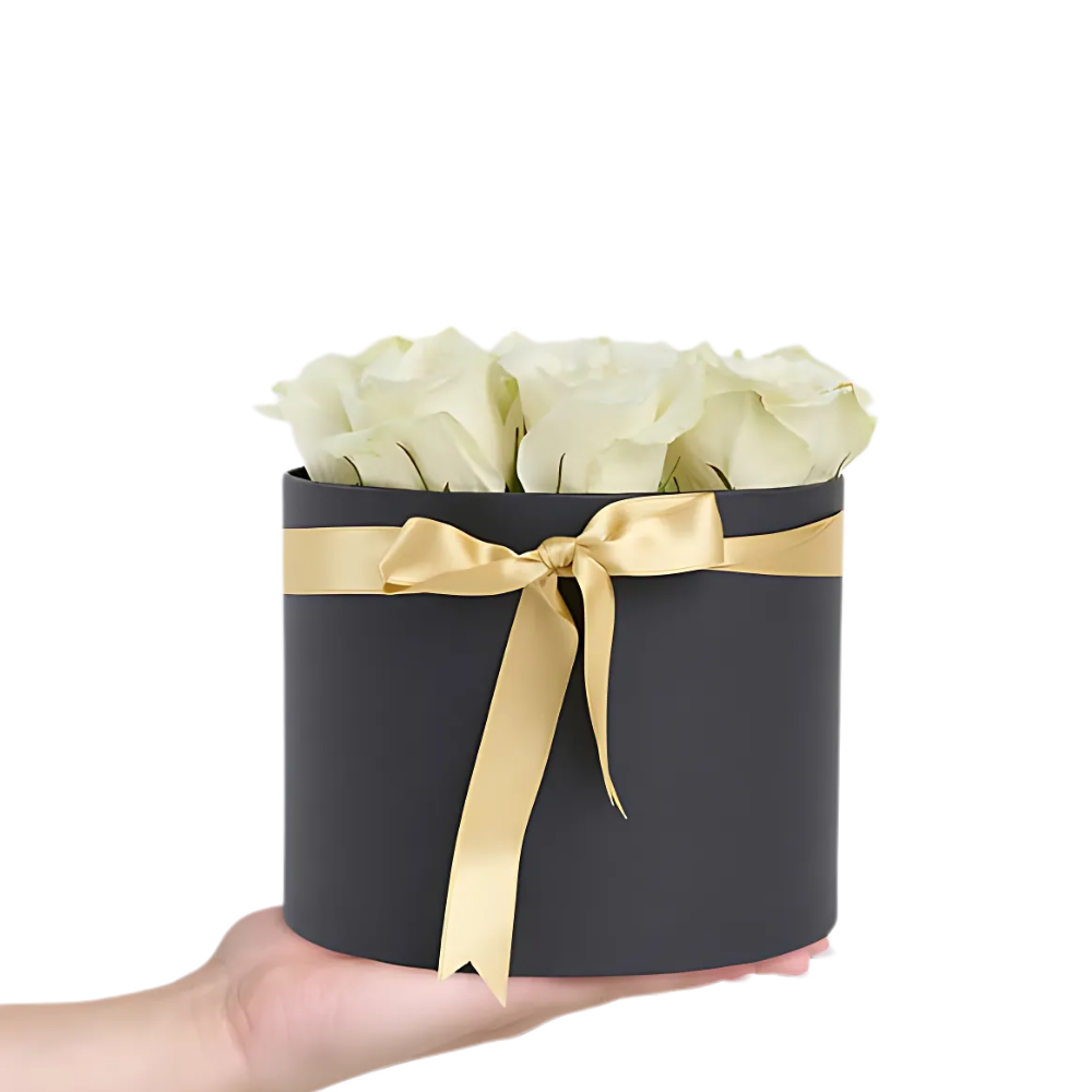 Pure Noir – Siyah Silindir Kutuda Beyaz Gül