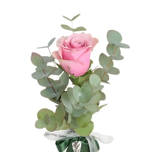 Single Rose – İnce Cam Vazoda Tekli Pembe Gül