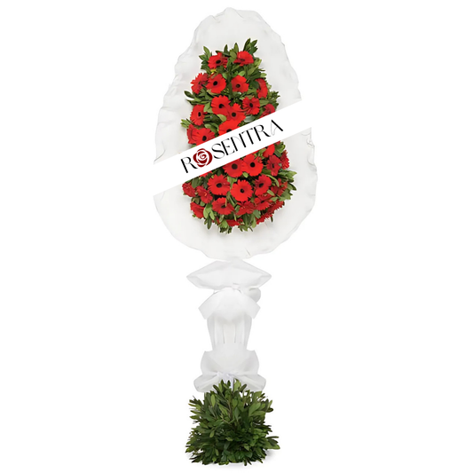 Tek Katlı Kırmızı Gerbera Çiçekleri Çelenk - Rosentra | Premium Flowers