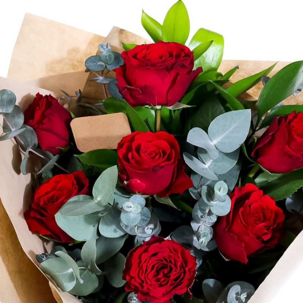 Kraft 7 Kırmızı Gül Buketi - Rosentra | Premium Flowers
