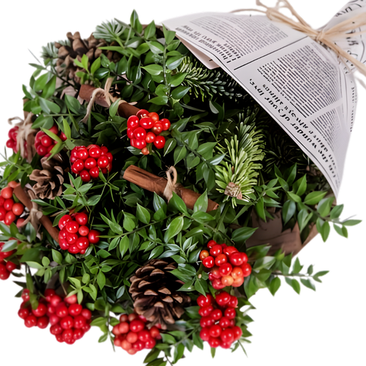 Pink Spark – Pembe Gazete Buketinde Kokina Yılbaşı Çiçeği