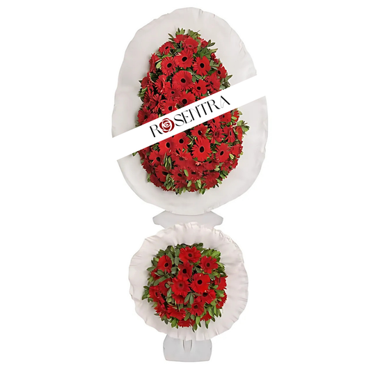 Kırmızı Gerberalar Çift Katlı Çelenk - Rosentra | Premium Flowers