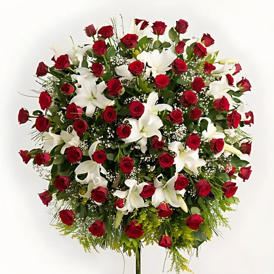 Görkemli Tören Ferforje Gül ve Lilyum Aranjmanı - Rosentra | Premium Flowers