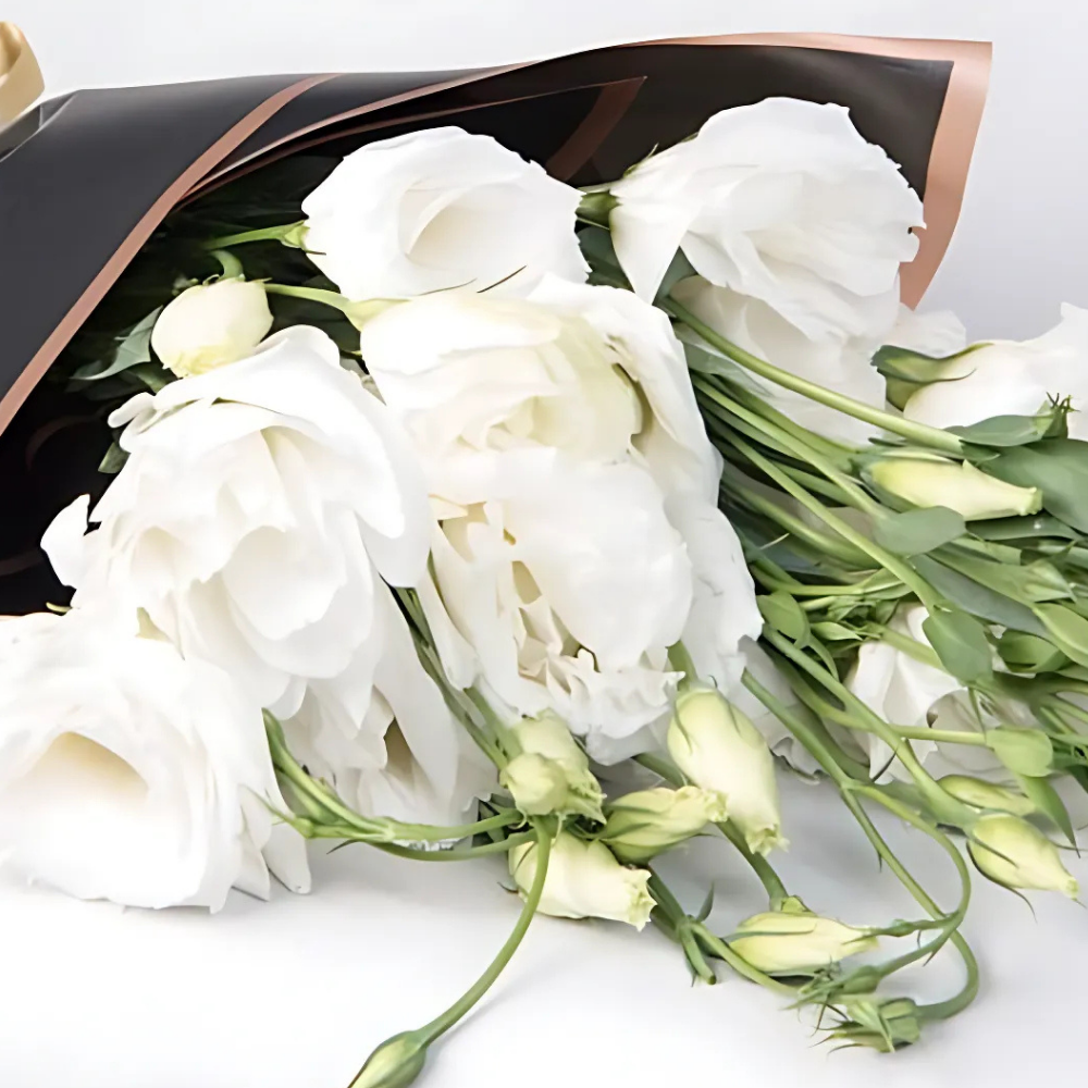 Elegant White – Siyah Bukette Beyaz Lisyantus