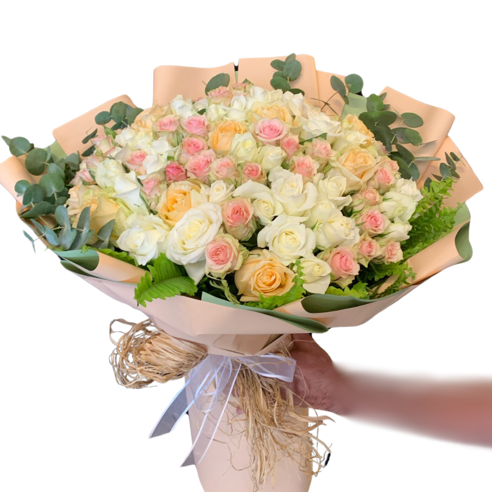 Pastel Harmony – Pastel Tonlarda Gül Buketi
