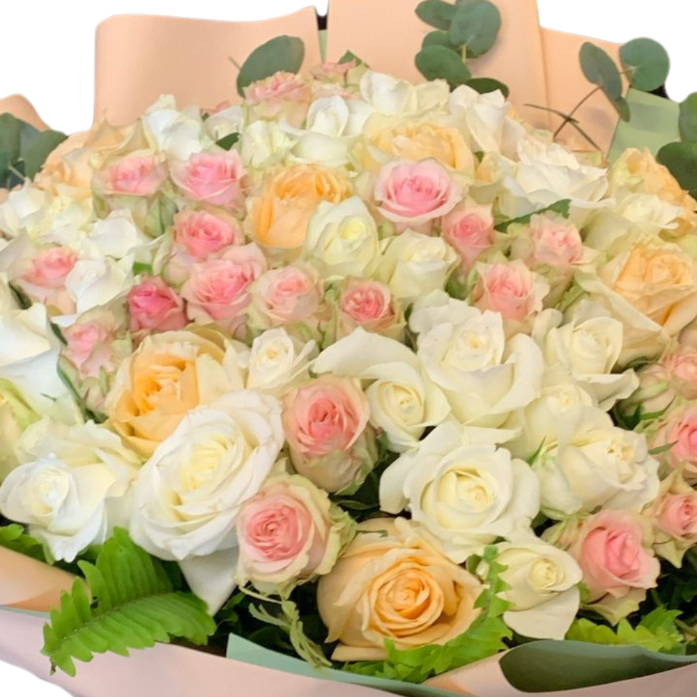 Pastel Harmony – Pastel Tonlarda Gül Buketi