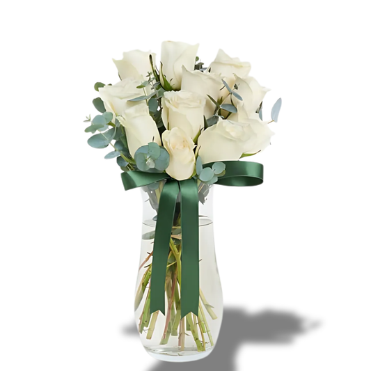 Vazoda 11'li Beyaz Gül - Rosentra | Premium Flowers