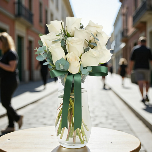 Vazoda 11'li Beyaz Gül