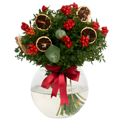 Crystal Red – Akvaryum Cam Vazoda Kokina Yılbaşı Aranjmanı