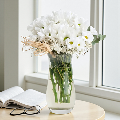 Cam Vazoda Beyaz Papatyalar