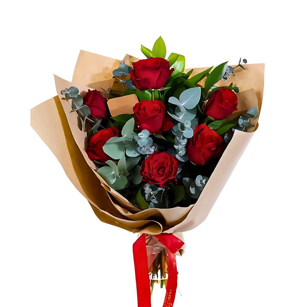 Kraft 7 Kırmızı Gül Buketi - Rosentra | Premium Flowers