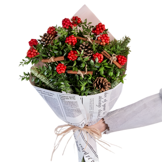 Pink Spark – Pembe Gazete Buketinde Kokina Yılbaşı Çiçeği