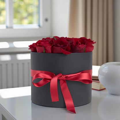 Red Love – Siyah Silindir Kutuda Kırmızı Gül