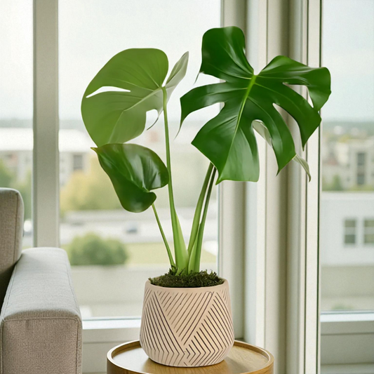 Çizgi Desenli Saksıda Monstera