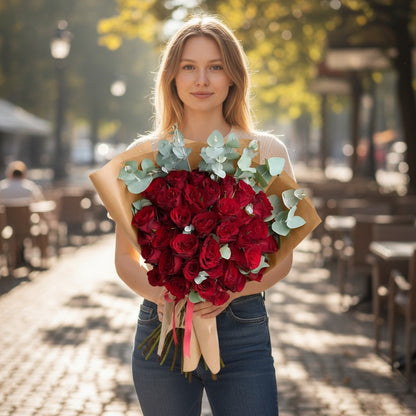 Premium Kraft 35 Kırmızı Gül Buketi